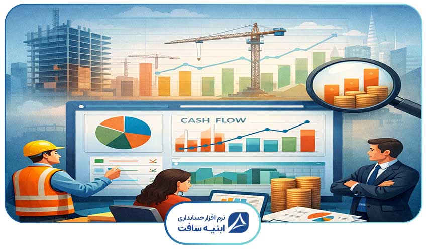 تصویر مفهومی که تحول حسابداری پیمانکار را در مدیریت پروژه های عمرانی نشان می دهد.