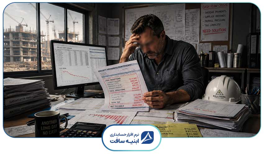 شخصی که دارد کسورات قانونی پروژه را مورد بررسی قرار می دهد.