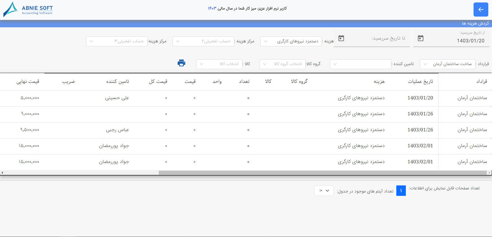 نرم افزار حسابداری ساختمان سازی - اَبنیه سافت