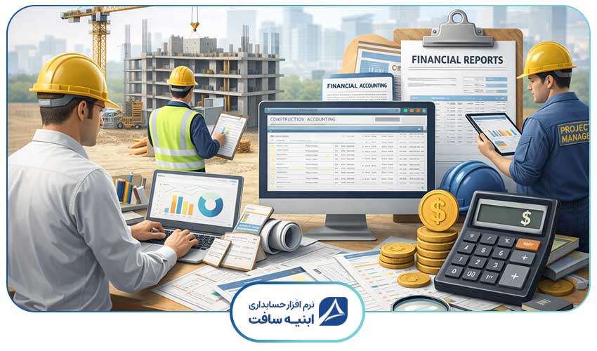 تصویر مفهومی از گزارشات مالی پیمانکاری در طول اجرای پروژه