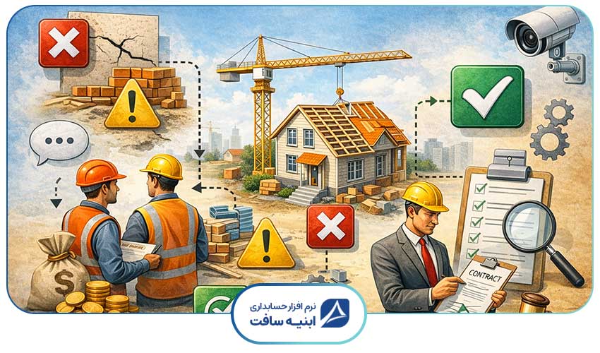 تصویر مفهومی از مدیریت پیمانکاران جزء در طول اجرای پروژه