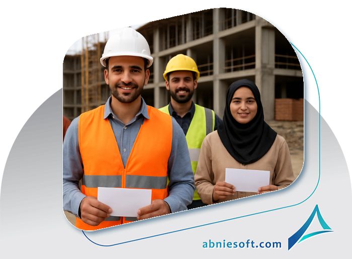 تصویری از کارمندان و کارگران هنگام دریافت حقوق و دستمزد در پروژه‌های ساختمانی