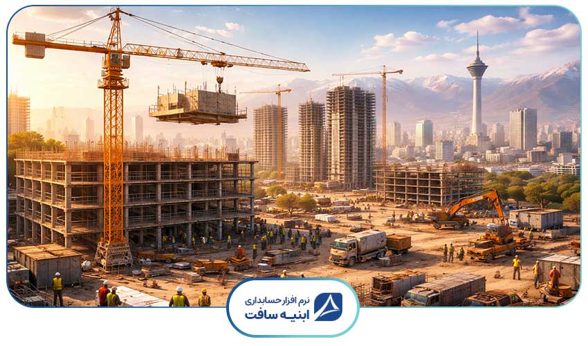 تصویری که ساخت و ساز در تهران را با مقیاسی بزرگ نشان می دهد.