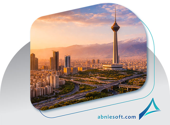 نمایی از شهر تهران و برج میلاد، مرتبط با نرم افزار حسابداری ساخت و ساز در تهران و مدیریت مالی پروژه های ساختمانی و پیمانکاری
